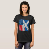 Scottish American Flag Half USA Scotland Root Prou T-Shirt (Vorne ganz)