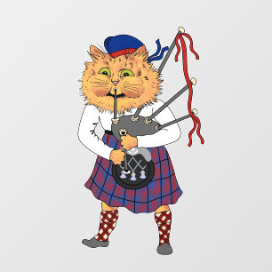 Scottish Bagpipe Playing Cat Fensteraufkleber