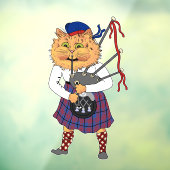 Scottish Bagpipe Playing Cat Fensteraufkleber (Blatt 3)