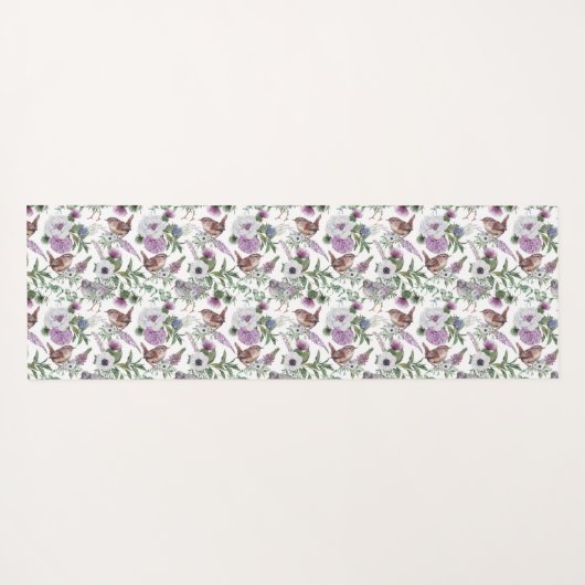 Scottish Bird Flowers and Thistle Yogamatte (Rückseite (Horizontal))