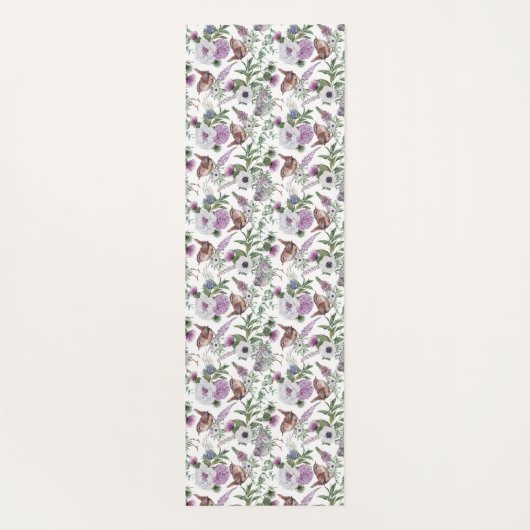 Scottish Bird Flowers and Thistle Yogamatte (Rückseite)