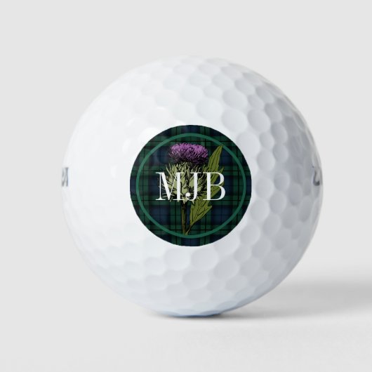 Scottish Black Watch TartanThistle Monogram Golfball (Vorderseite)