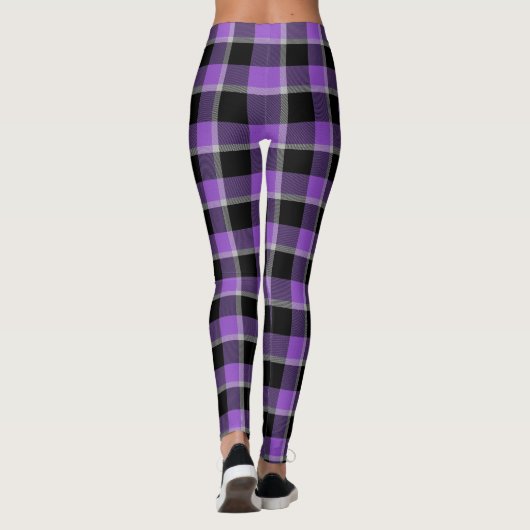 Scottish Blast Lila und Black Tartan Kariert Leggings (Rückseite)