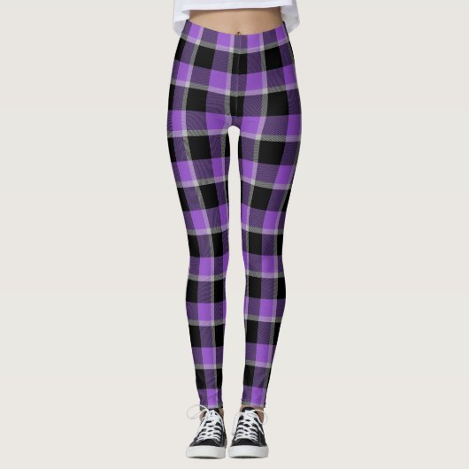 Scottish Blast Lila und Black Tartan Kariert Leggings (Vorderseite)