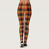 Scottish Blast Orange Red and Black Tartan Kariert Leggings (Rückseite)