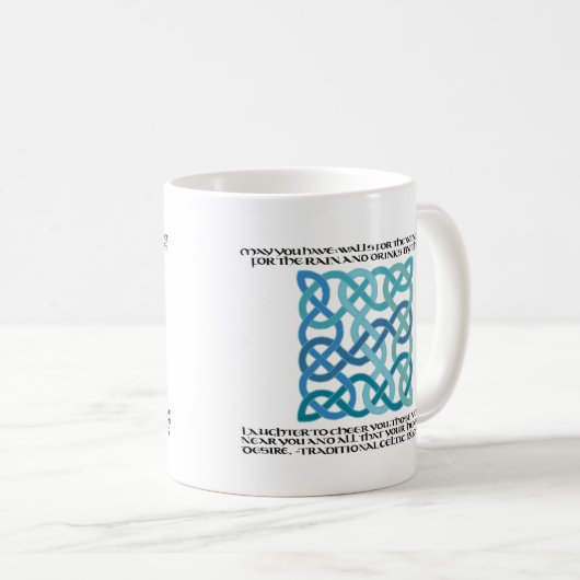 Scottish Blessing Calligraphy mit keltischem Knot Kaffeetasse (VorderseiteRechts)