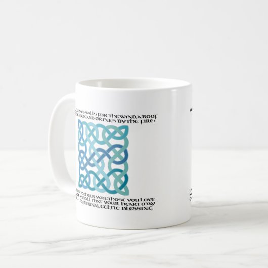 Scottish Blessing Calligraphy mit keltischem Knot Kaffeetasse (Vorderseite Links)