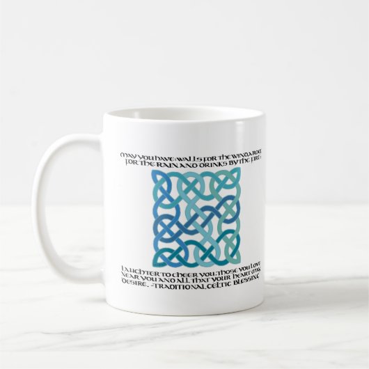 Scottish Blessing Calligraphy mit keltischem Knot Kaffeetasse (Links)