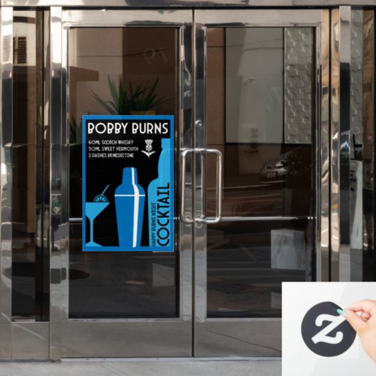 Scottish Bobby Burns Whiskey Cocktail Fensteraufkleber (Büro Tür)