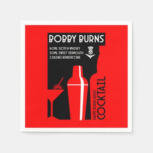 Scottish Bobby Burns Whiskey Cocktail Serviette (Vorderseite)
