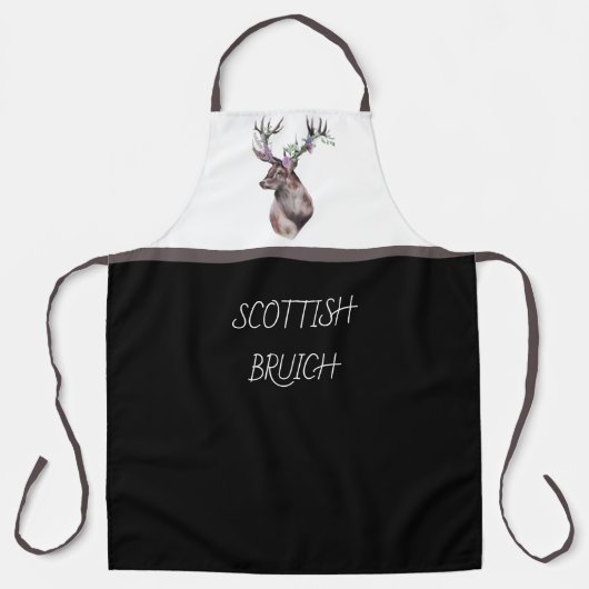 Scottish Bruich (Cook) mit Hirsch und Blume Schürze (Vorderseite)