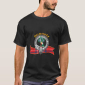 Scottish Burnett Clan Tartan Wappen mit Kubitarm T-Shirt (Vorderseite)