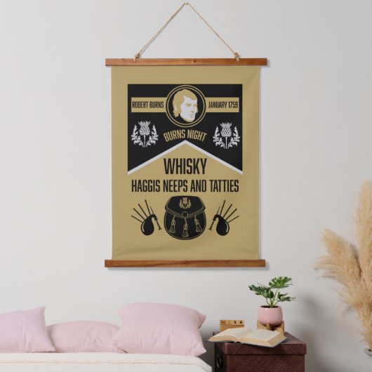 Scottish Burns Night Supper Wandteppich Mit Holzrahmen (Schlafzimmer)