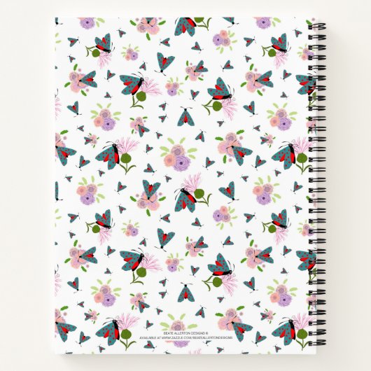 Scottish Butterfly Moth Thistle Blume Name Modern Notizblock (Rückseite)