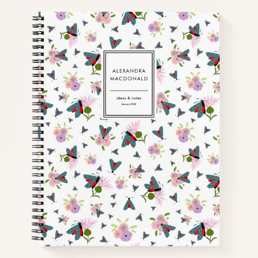 Scottish Butterfly Moth Thistle Blume Name Modern Notizblock (Vorderseite)