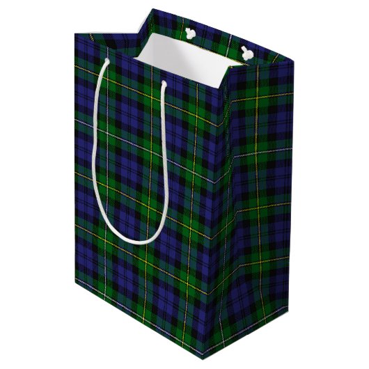 Scottish Campbell Family Tartan Pattern Mittlere Geschenktüte (Rückseite Schrägansicht)
