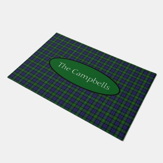 Scottish Campbell Family Tartan Personalisiert Fußmatte (Schrägansicht)