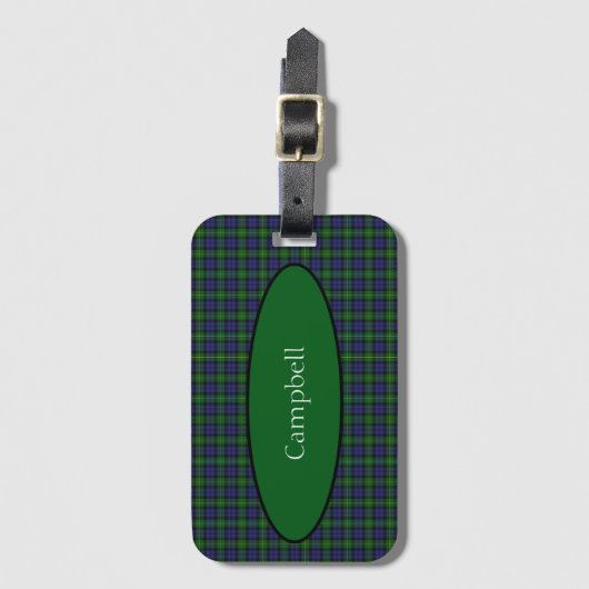Scottish Campbell Family Tartan Personalisiert Gepäckanhänger (Vorderseite Vertikal)