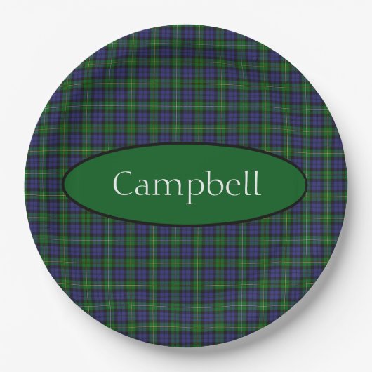 Scottish Campbell Family Tartan Personalisiert Pappteller (Vorderseite)