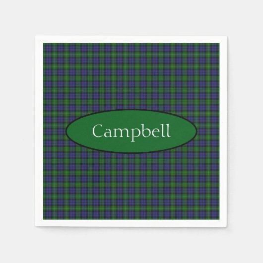 Scottish Campbell Family Tartan Personalisiert Serviette (Vorderseite)