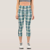 Scottish Campbell Plaid Green & White Pattern Capri Leggings (Vorderseite)