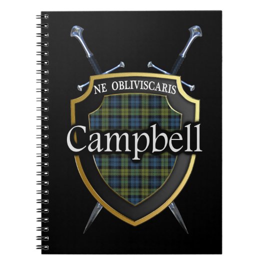 Scottish Campbell Tartan Shield & Schwerter Notizblock (Vorderseite)
