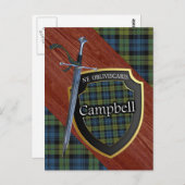 Scottish Campbell Tartan Sword & Shield Postkarte (Vorne/Hinten)