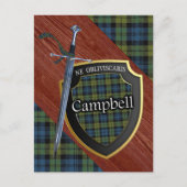 Scottish Campbell Tartan Sword & Shield Postkarte (Vorderseite)