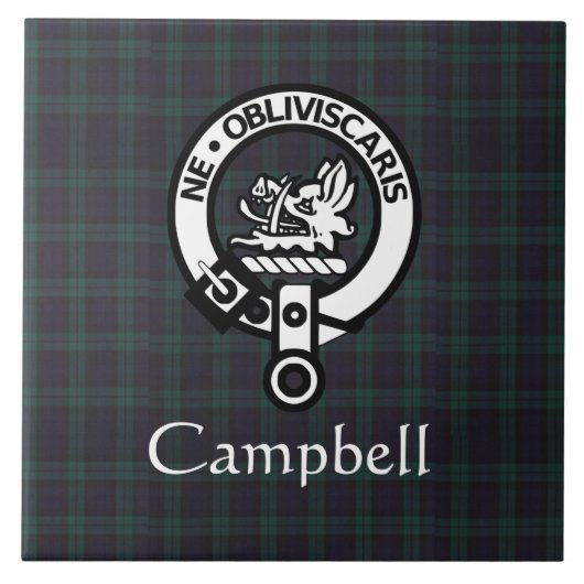 Scottish Campbell Wappen Abzeichen & Tartan Fliese (Vorderseite)