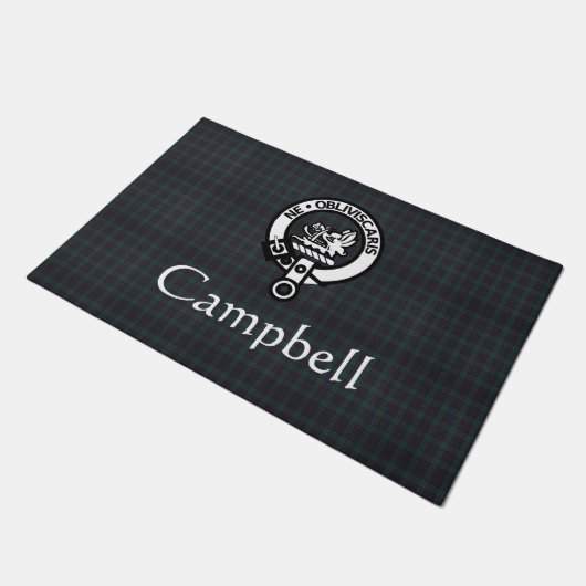 Scottish Campbell Wappen Abzeichen & Tartan Fußmatte (Schrägansicht)