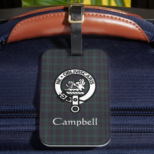 Scottish Campbell Wappen Abzeichen & Tartan Gepäckanhänger (Vorderseite Insitu 2)