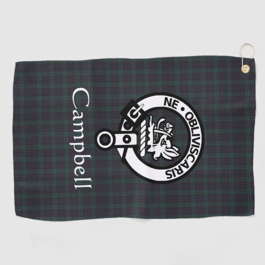 Scottish Campbell Wappen Abzeichen & Tartan Golfhandtuch (Horizontal)