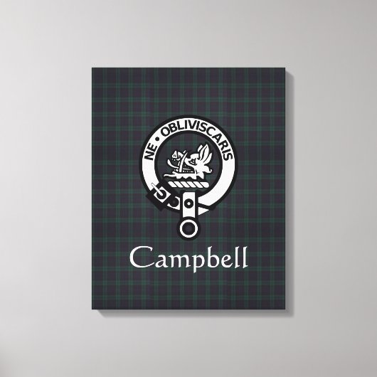 Scottish Campbell Wappen Abzeichen & Tartan Leinwanddruck (Vorderseite)