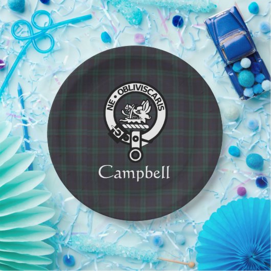 Scottish Campbell Wappen Abzeichen & Tartan Pappteller (Party)