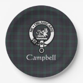 Scottish Campbell Wappen Abzeichen & Tartan Pappteller (Vorderseite)