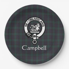 Scottish Campbell Wappen Abzeichen & Tartan Pappteller