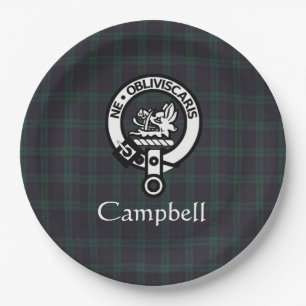 Scottish Campbell Wappen Abzeichen & Tartan Pappteller