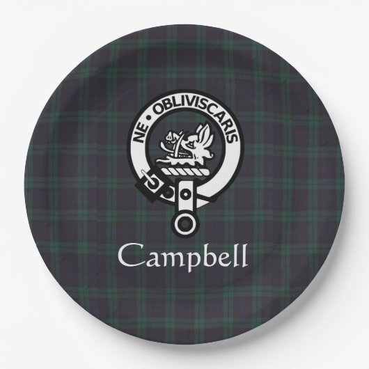 Scottish Campbell Wappen Abzeichen & Tartan Pappteller (Vorderseite)