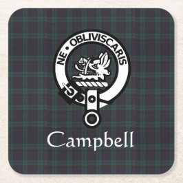 Scottish Campbell Wappen Abzeichen & Tartan Rechteckiger Pappuntersetzer