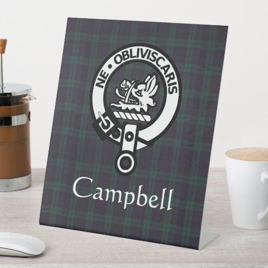 Scottish Campbell Wappen Abzeichen & Tartan Sockelschild (In Situ)