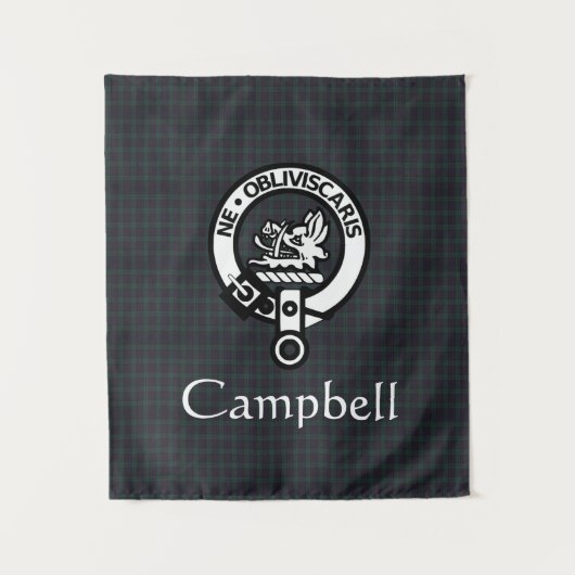 Scottish Campbell Wappen Abzeichen & Tartan Wandteppich (Vorderseite)
