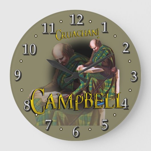 Scottish-CampbellTartan Große Wanduhr (Vorderseite)