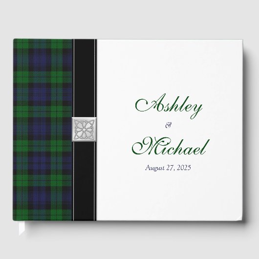 Scottish Celtic Black Watch Tartan Wedding Gästebuch (Vorderseite)