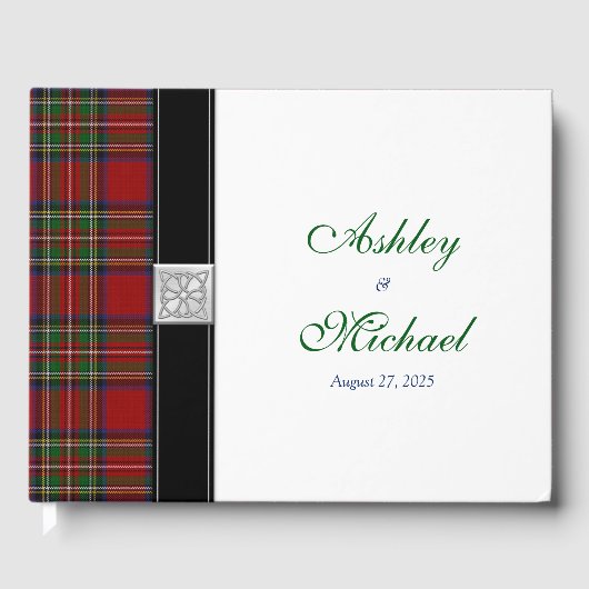 Scottish Celtic Royal Stuart Tartan Wedding Gästebuch (Vorderseite)