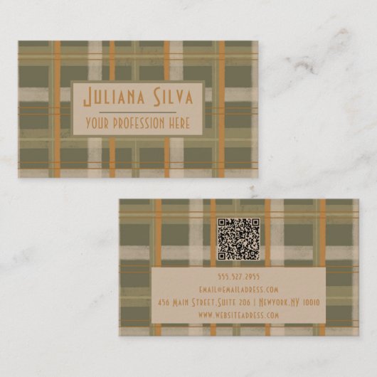 Scottish Celtic Tartan Pattern mit QR Visitenkarte (Vorne/Hinten)