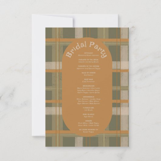 Scottish Celtic Tartan Pattern Wedding Programs (Rückseite)