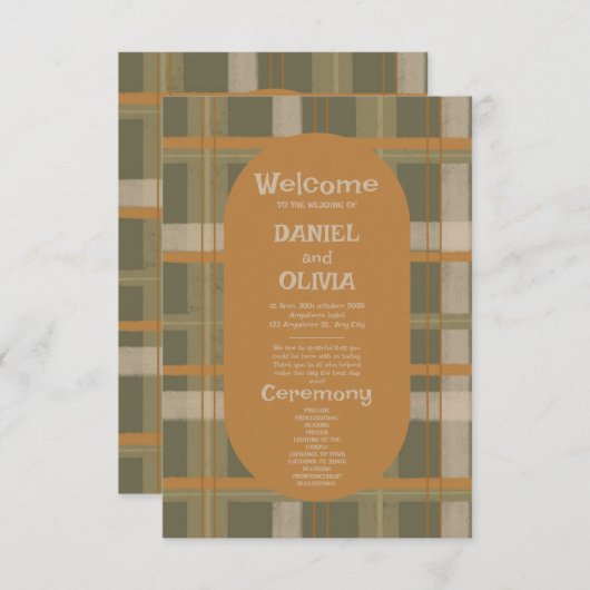 Scottish Celtic Tartan Pattern Wedding Programs (Vorne/Hinten)