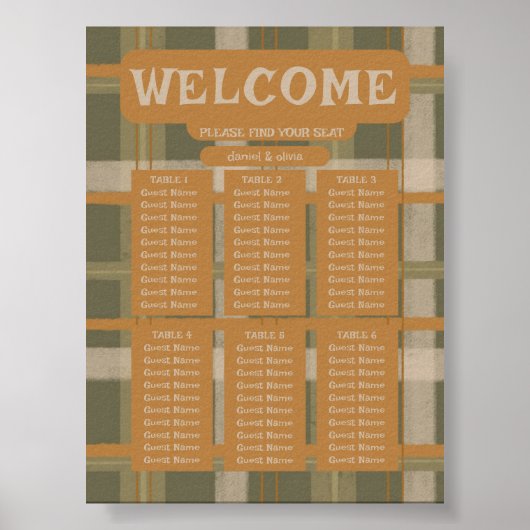 Scottish Celtic Tartan PatternWeddi Seating Charts Poster (Vorne)