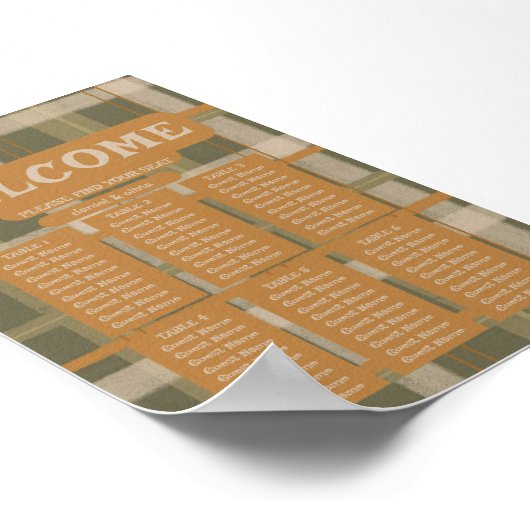 Scottish Celtic Tartan PatternWeddi Seating Charts Poster (Ecke)