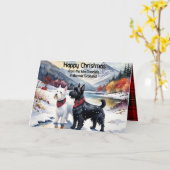 Scottish Christmas Card, Westie, Schottland Karte (Gelbe Blume)